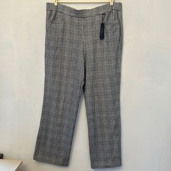 Lane Bryant black white plaid pull on trouser pants Size 22/24 Long New - Picture 1 of 9